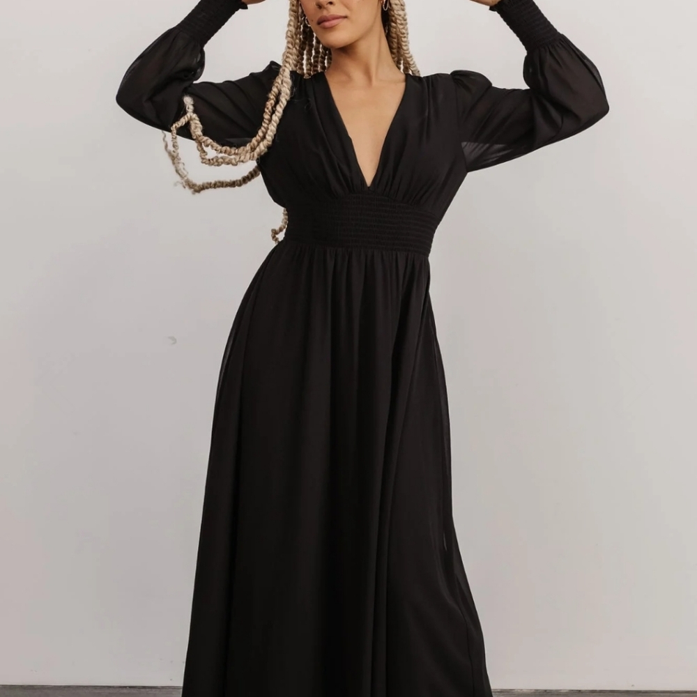 BALTIC BORN Olivia Maxi Long Sleeve Dress Black Size XS New with Tags